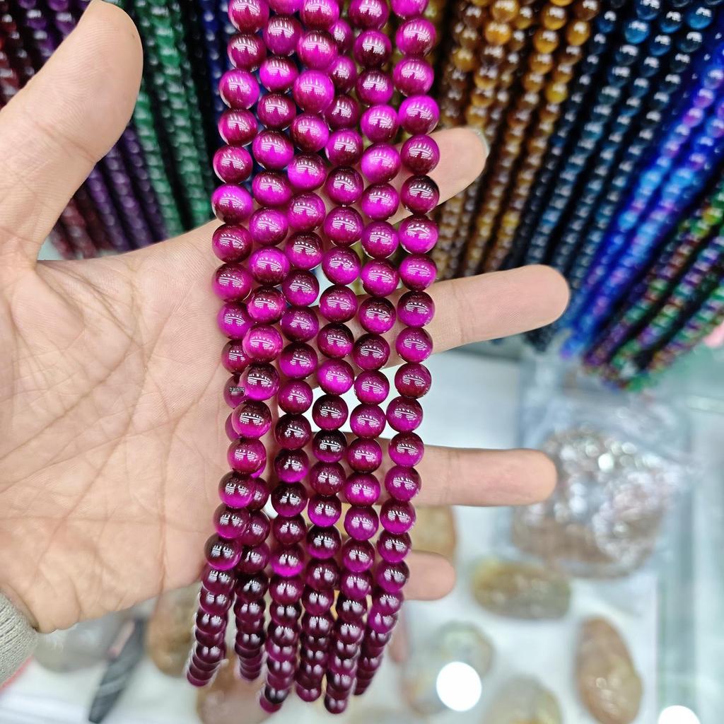 10mm Cat's Eye Stone Beads: Single, Double, Triple Color Options for DIY Jewelry Accessories.