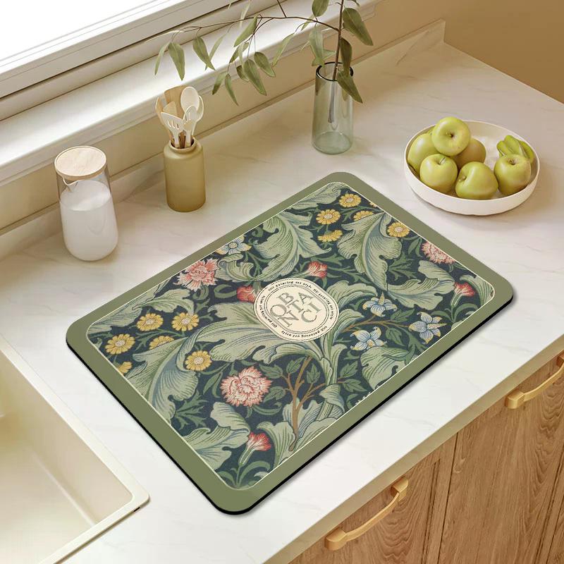 Coffee Mat Super Absorbent Dish Drying Mat Large Dish Drying Mats for Kitchen Counter Non-slip Drain Pad Coffee Bar Accessories