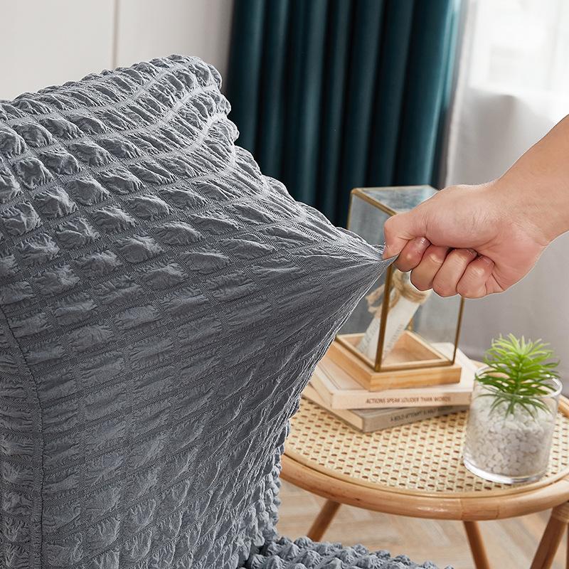 Chair Cover Bubble Yarn Solid Color Elastic Seat Cover Home Use Hotel Dust Resist Elastic Chair Cover Durable Durable