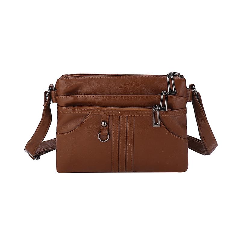 

Жіноча сумка через плече Вінтажна багатошарова сумка через плече з м’якої шкіри коричневий