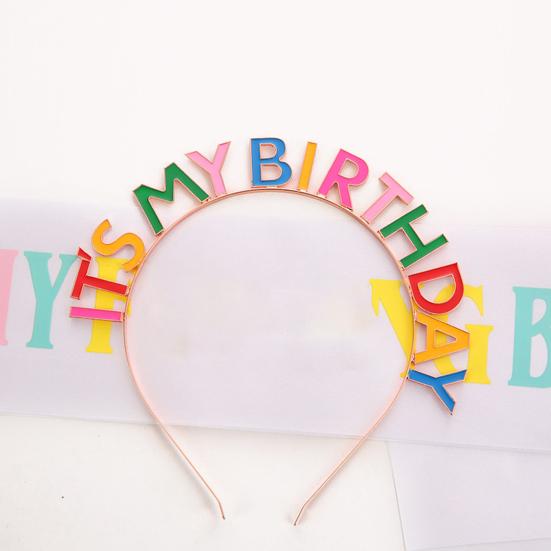Hairbands Crown Exquisite Eye-catching Alloy Anti-rust Charming Letter Design Happy Birthday Crown for Girl