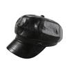 Hat Women's Face-showing Small PU Leather Octagonal Hat New Navy Beret British Retro All Match Newsboy Hat