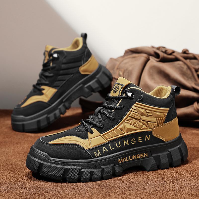 New Men's Sneakers High Top Fashionable Trendy Thick Bottom Increased Height Soft Bottom Running Shoes Zapatos Para Hombres