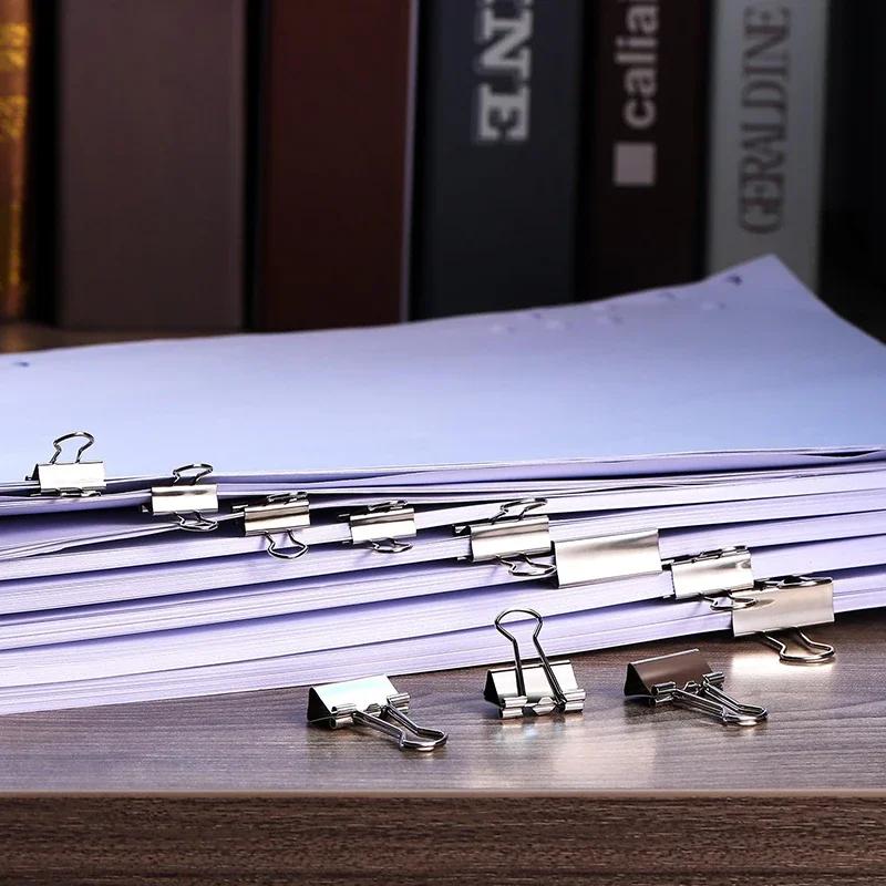 5-30pcs Binder Clips File Metal Paper Clips Silvery Paper Clip Clamp 15/19/32/40/50mm Stationery Clip Office School Supplies