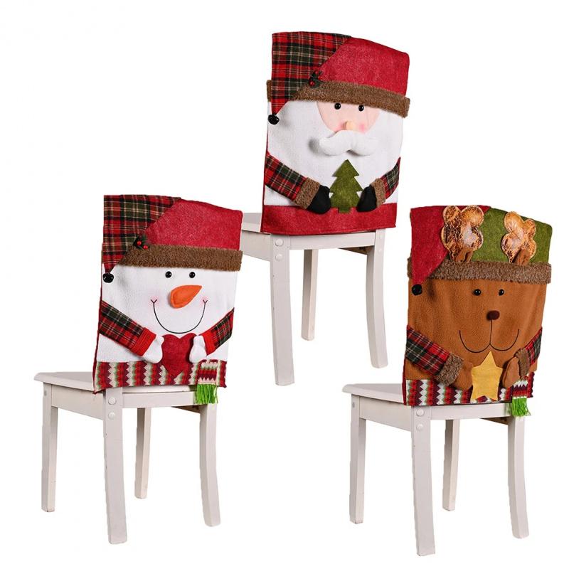 Christmas Decoration Chair Cover Stool Set Chair Cover Home Decoration Ornament Santa Claus Snowman Chair Cover