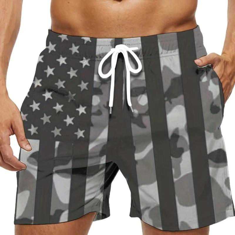 Costum de baie cu imprimeu steagul american Pantaloni scurți 3D Vară Pantaloni scurți de plajă pentru bărbați Pantaloni scurți sport respirabili, cu uscare rapidă, Jogging Pantaloni scurți pentru bărbați