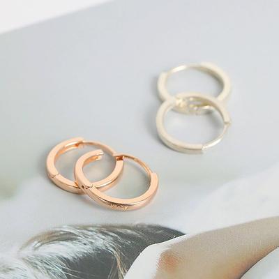 [4Xtyle] [Silver] Daily Simple Ring Earrings
