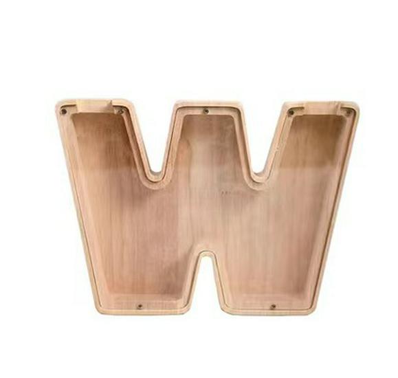 Wooden & Acrylic Money Box: Transparent 26-Letter Savings Bank for Kids