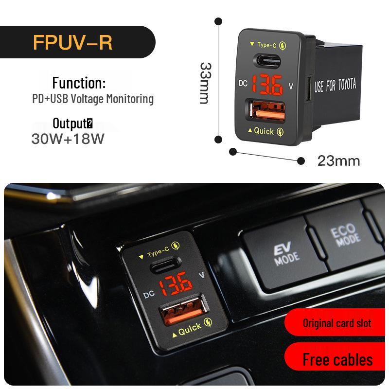 48W QC3.0 Fast Charge Type C Car Charger for Toyota