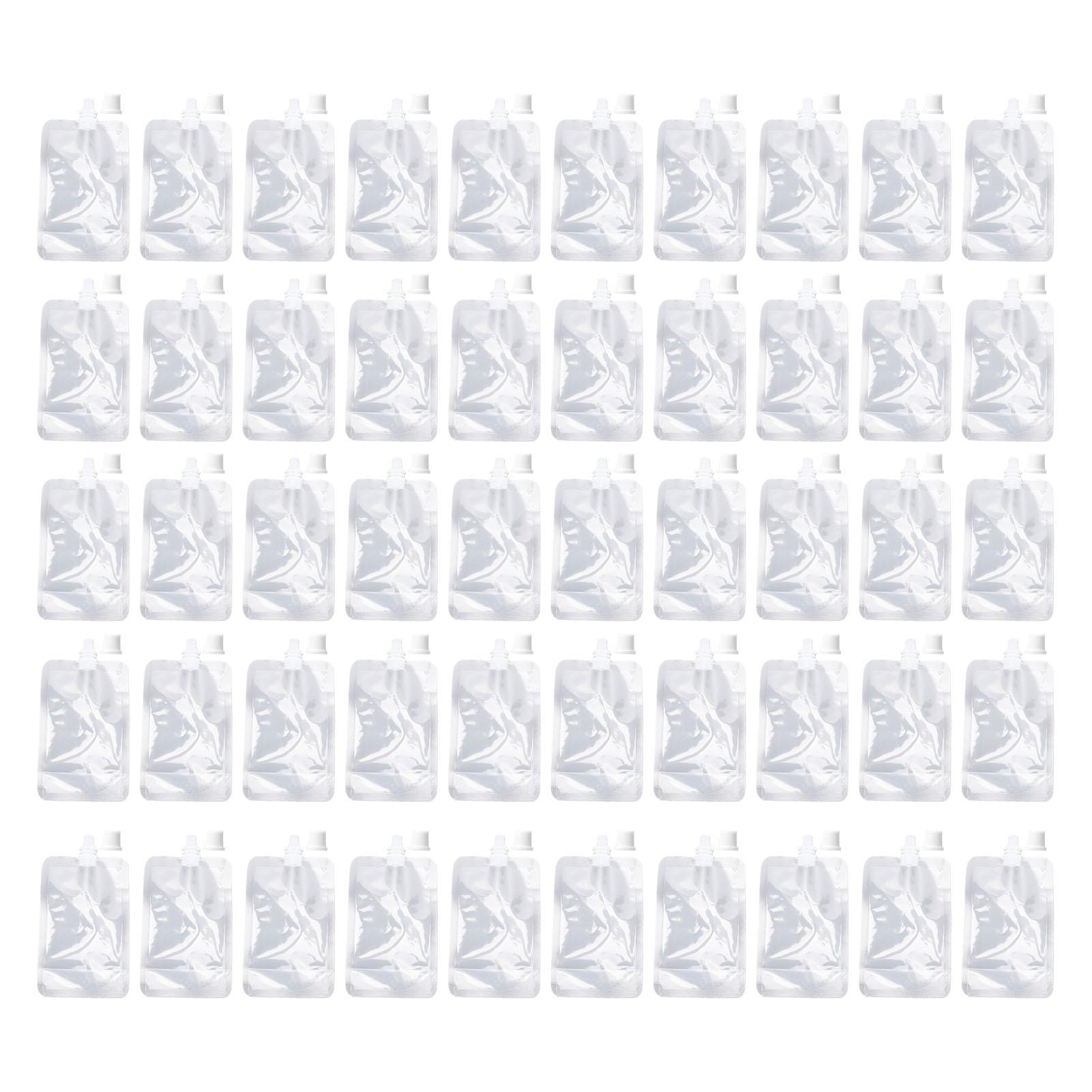 

50PCS Plastic Flasks Leakproof Drinking Liquid Beverage Bags Plastic Clear Drink Container with Funnel for Travel 50PCS 200ml
