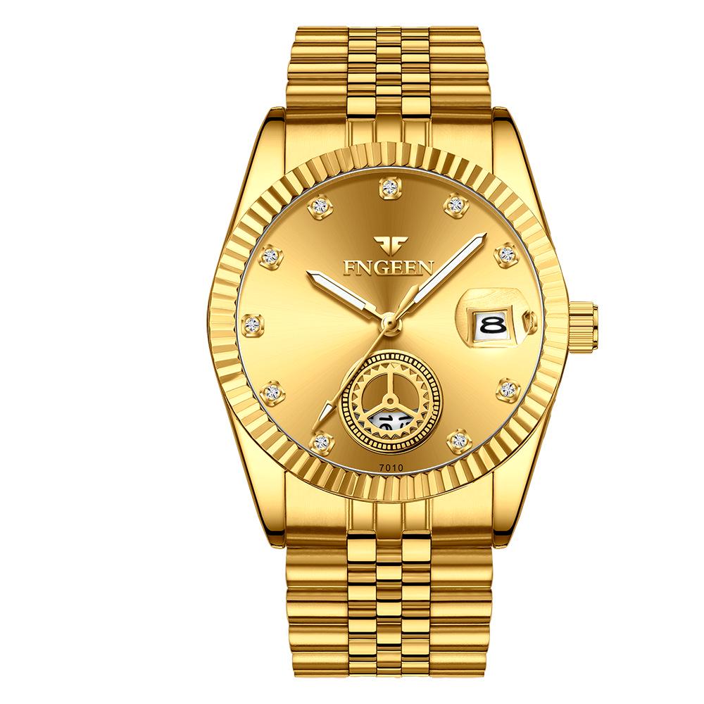 Middle-aged full gold watch non-mechanical old man quartz watch in the elderly father atmospheric waterproof electronic luminous
