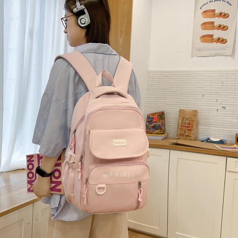 Schoolbag Fashion Color Matching Backpack Women's New Korean Version Casual Versatile Girl Student School Bag Trend Travel Backpack Wholesale