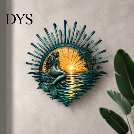 Three Dimensional Wall Art Metal Ocean Decor, Turtle/Lighthouse/Mermaid Pattern Weather Resistant Turtle Sculpture Sculptures for Patio Garden