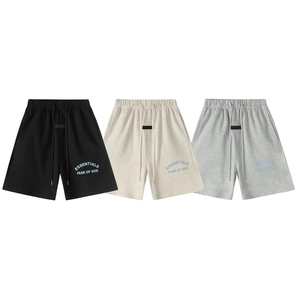 Fear of God Pantaloncini da ginnastica Essentials con stampa di lettere curve Unisex Oversize Cotone Coulisse Vita Elastica Streetwear Casual Sportivi Pantaloncini al Ginocchio