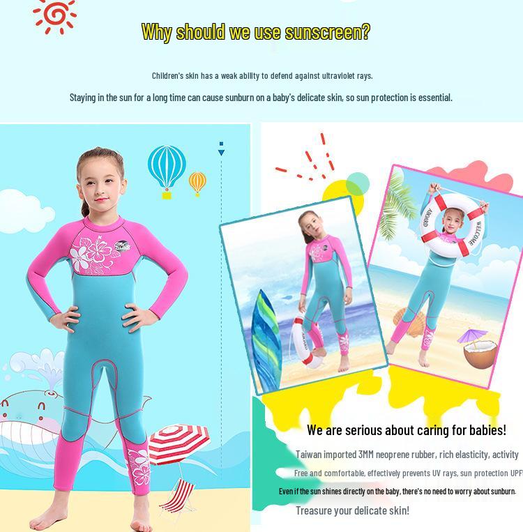 SLINX Girls' 3mm Full Body Wetsuit for Diving and Surfing