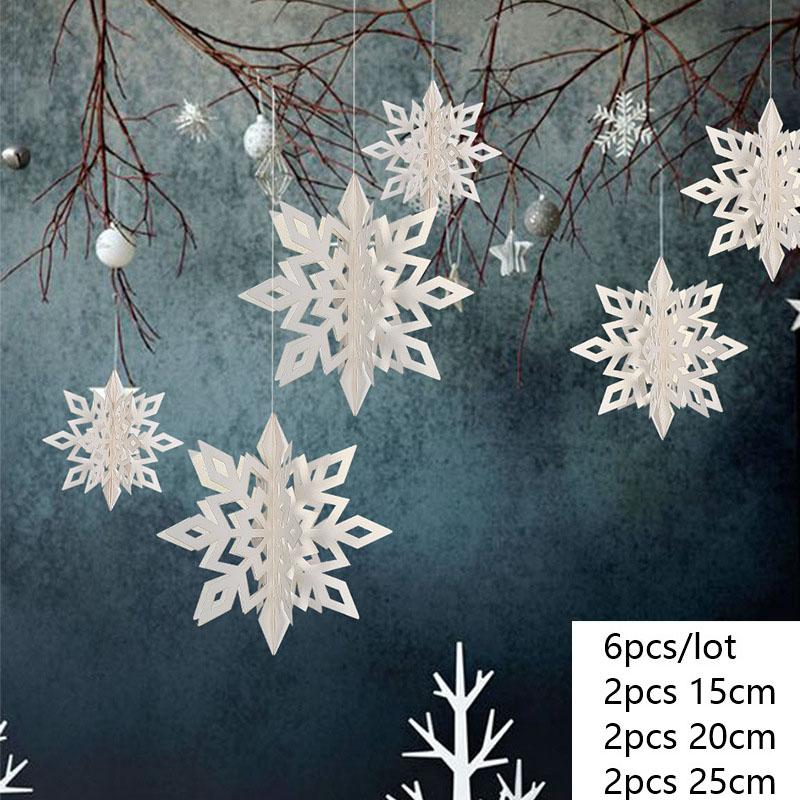 3D Künstliche Schneeflocken Papiergirlande Banner Weihnachtsdekorationen für Zuhause Winter Geburtstagsfeier Falscher Schnee Neujahrsornamente