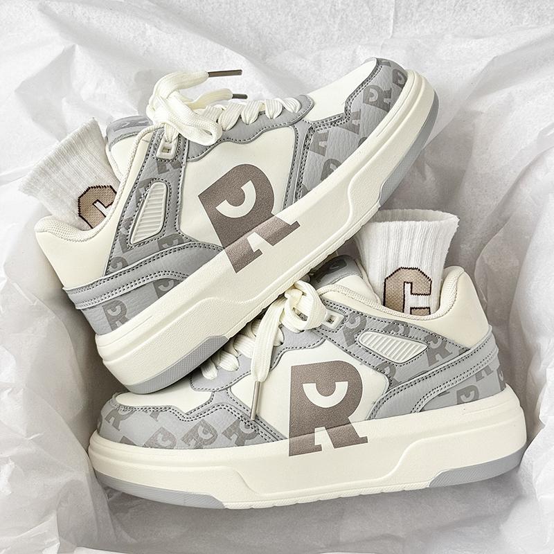 

Fashion Spring 2025 New Men s Shoes Breathable Student White Shoes Trendy Versatile Lightweight Casual Board Shoes For Motorcycle 35 серый