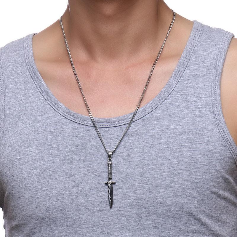 Collana con Ciondolo Pugnale in Acciaio Inossidabile da Uomo, PN-937