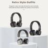 Retro Trendy Wireless Headphone Bluetooth 5.3 Long Battery Life Stereo Music Sport Foldable OverEar Headset with Noise Reduction RGB Light