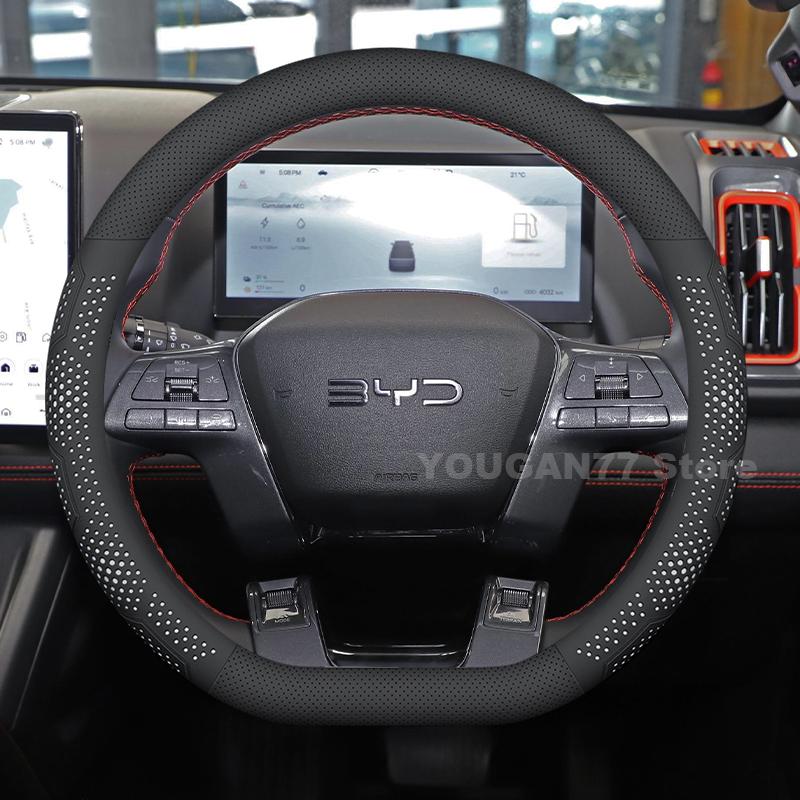 Kožený potah na volant do auta Pro BYD Shark 6 2024 2025 Protiskluzový prodyšný potah na volant do auta BYD Shark 6 Příslušenství 2025