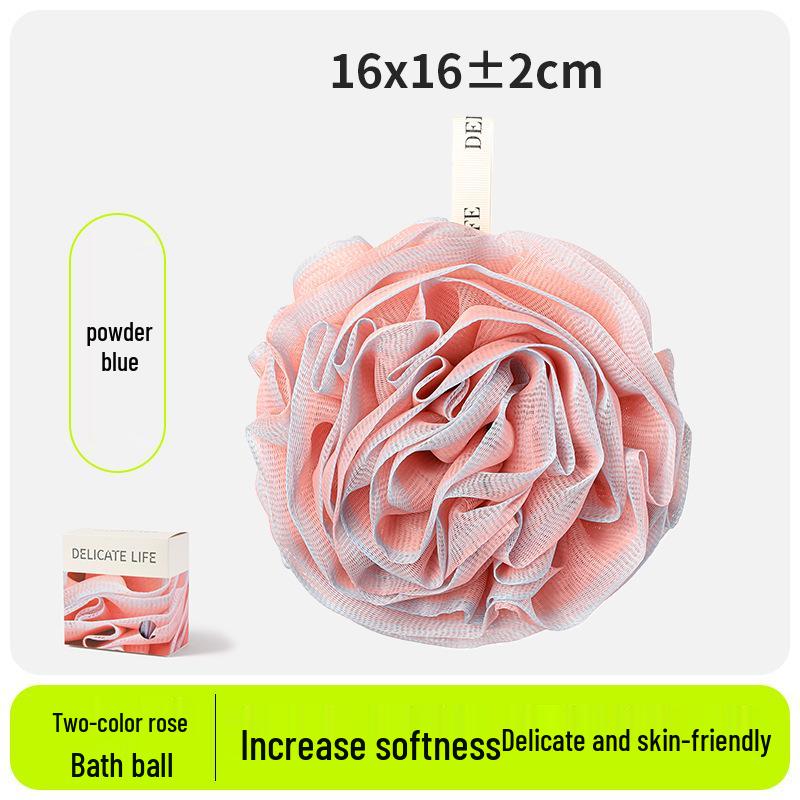Two-Color Rose Bath Flower - Extra Large, Durable, Soft Lathering Bath Ball for Women