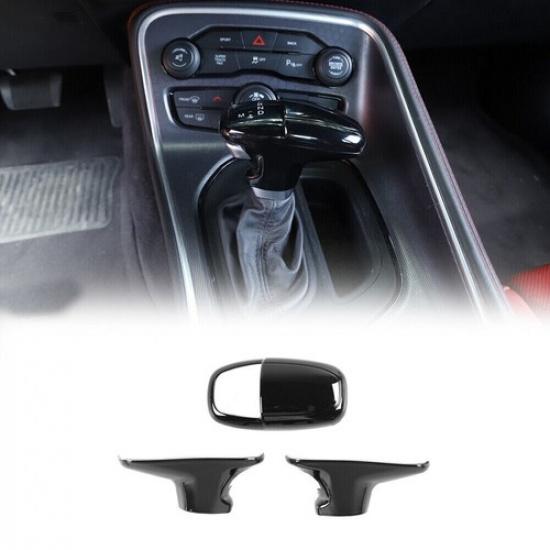 

Black Gear Shift Knob Decor Cover Trim Bezels for Dodge Challenger/Charger 2015+