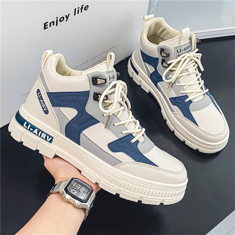 Ins Trend Men's Autumn Winter Boots Hightop Skateboard Shoes Students Boys Platform Walking Casual Boots