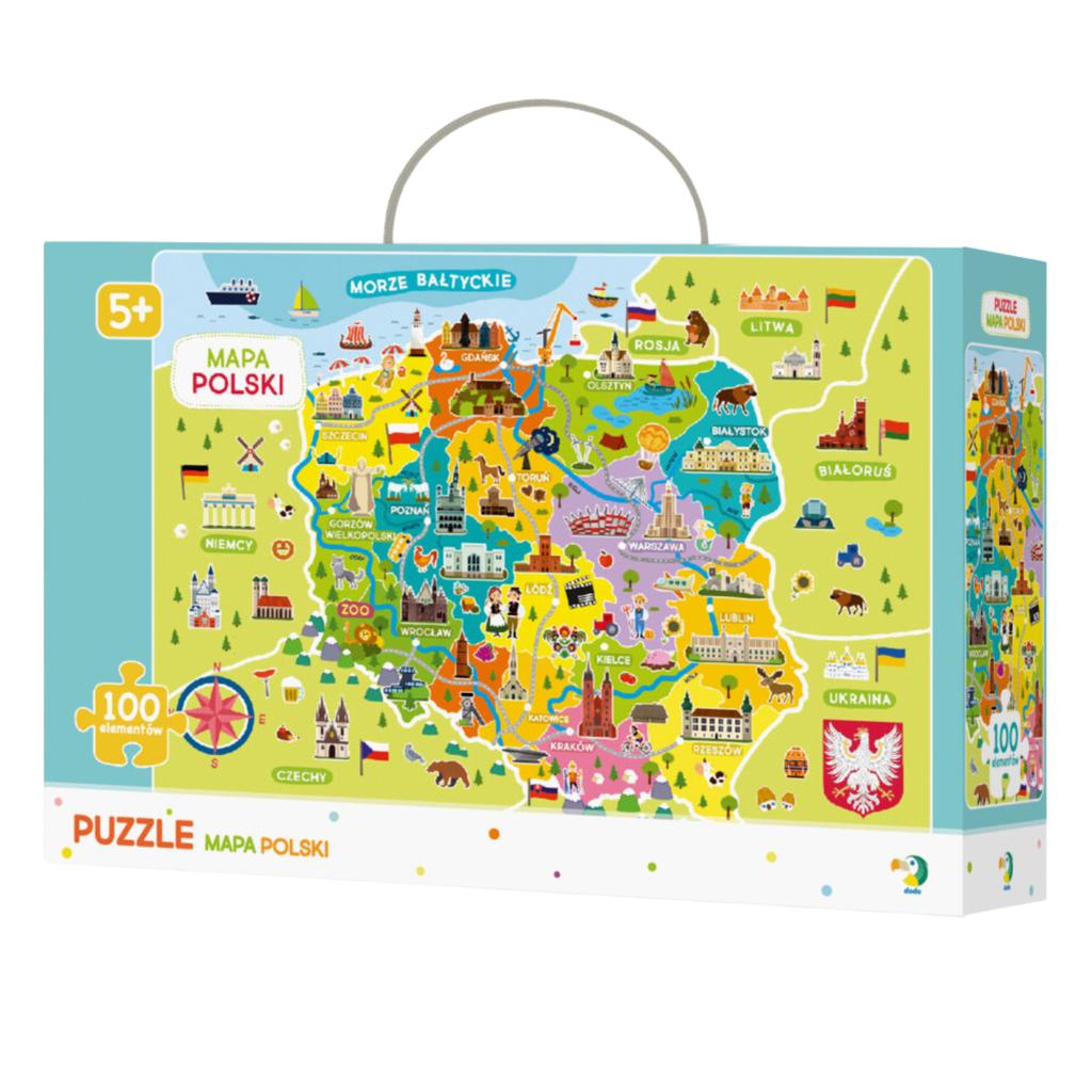 Puzzle "Mapa Polski" 100 Elementów Układanka Kolorowa Dla Małych Odkrywców 0127