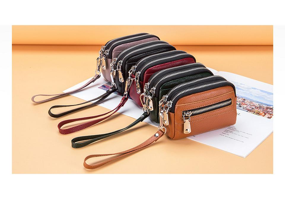 Women's Double Zipper Leather Clutch: Large Capacity Multifunctional Coin Purse & Small Handbag