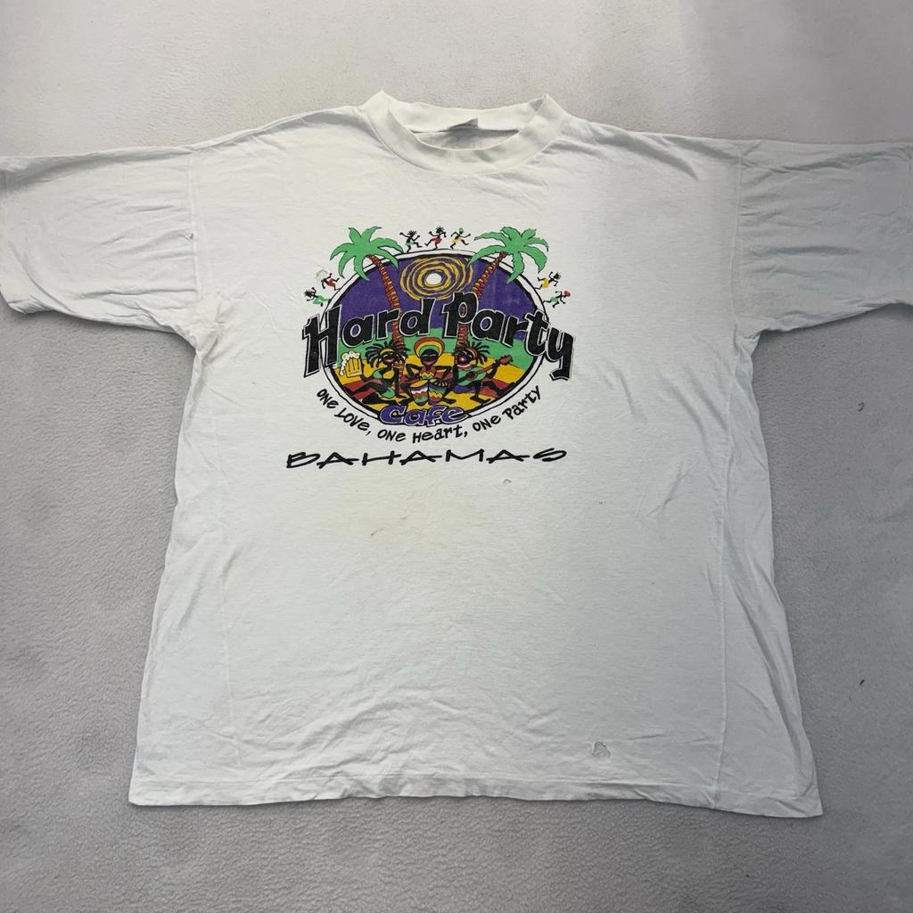 Maglietta XXL Vintage Dorsett Uomo Hard Rock Cafe Bahamas Usurata Strappata