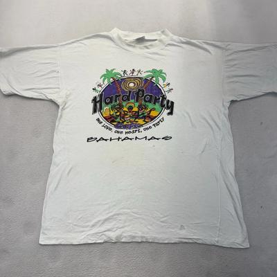 Maglietta XXL Vintage Dorsett Uomo Hard Rock Cafe Bahamas Usurata Strappata