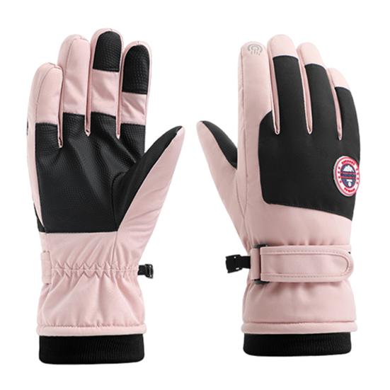 

1 пара зимних перчаток для велоспорта с сенсорным экраном, унисекс, водонепроницаемые, ветрозащитные, толстые, теплые, мягкие, противоскользящие, с отличным трением, для ладоней, для катания на лыжах на открытом воздухе розовый