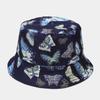 Spring Cotton Cartoon Butterfly Print Bucket Hat Fisherman Hat Outdoor Travel Sun Cap for Men and Women 115