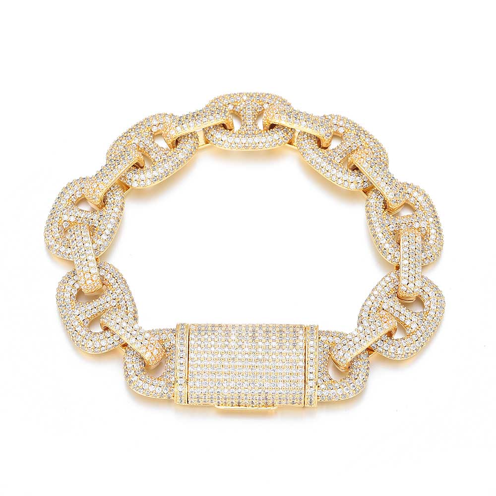 16MM Iced Out CZ Coffee Bean Bracelet Zirconia Trendy Women Man Rapper Jewelry New Designer Cuban Link Bracelet