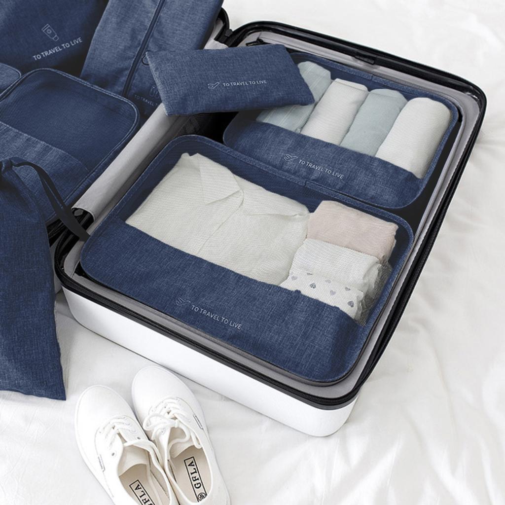 Organizer cases for suitcases for clothes, underwear, cosmetics, 7 pieces