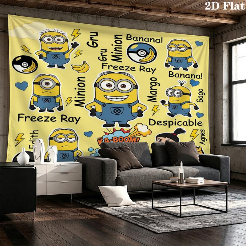 Despicable Minions Wall Tapestry Aesthetic Wall Hanging Printed Fabric Blanket Decorative Tapestries For Bedroom Living Room Home Decor