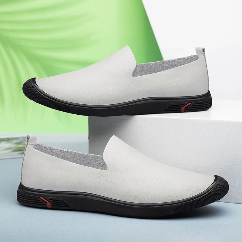 Fashion Genuine Leather Men Loafers Summer Casual Shoes Moccasins Men's Casual Slip On Flats Fashion Male Driving Shoes Walking Shoes