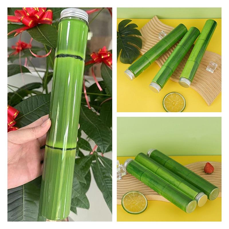 400ml Pet Plastic Bamboo Design Tumbler For Outdoor Sports And Drinks