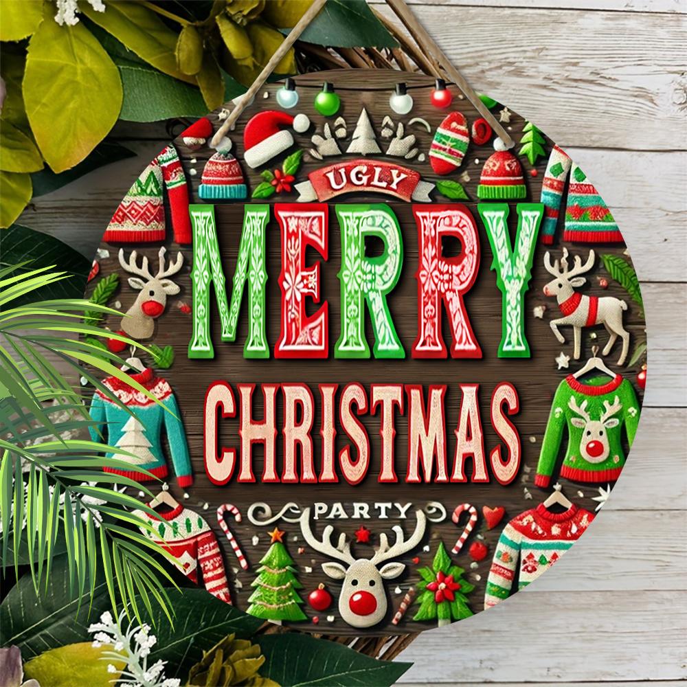 Christmas decoration sign,indoor hanging decorations,2D flat Wooden products with "MERRY CHRISTMAS"logo,Christmas gifts for friends and family
