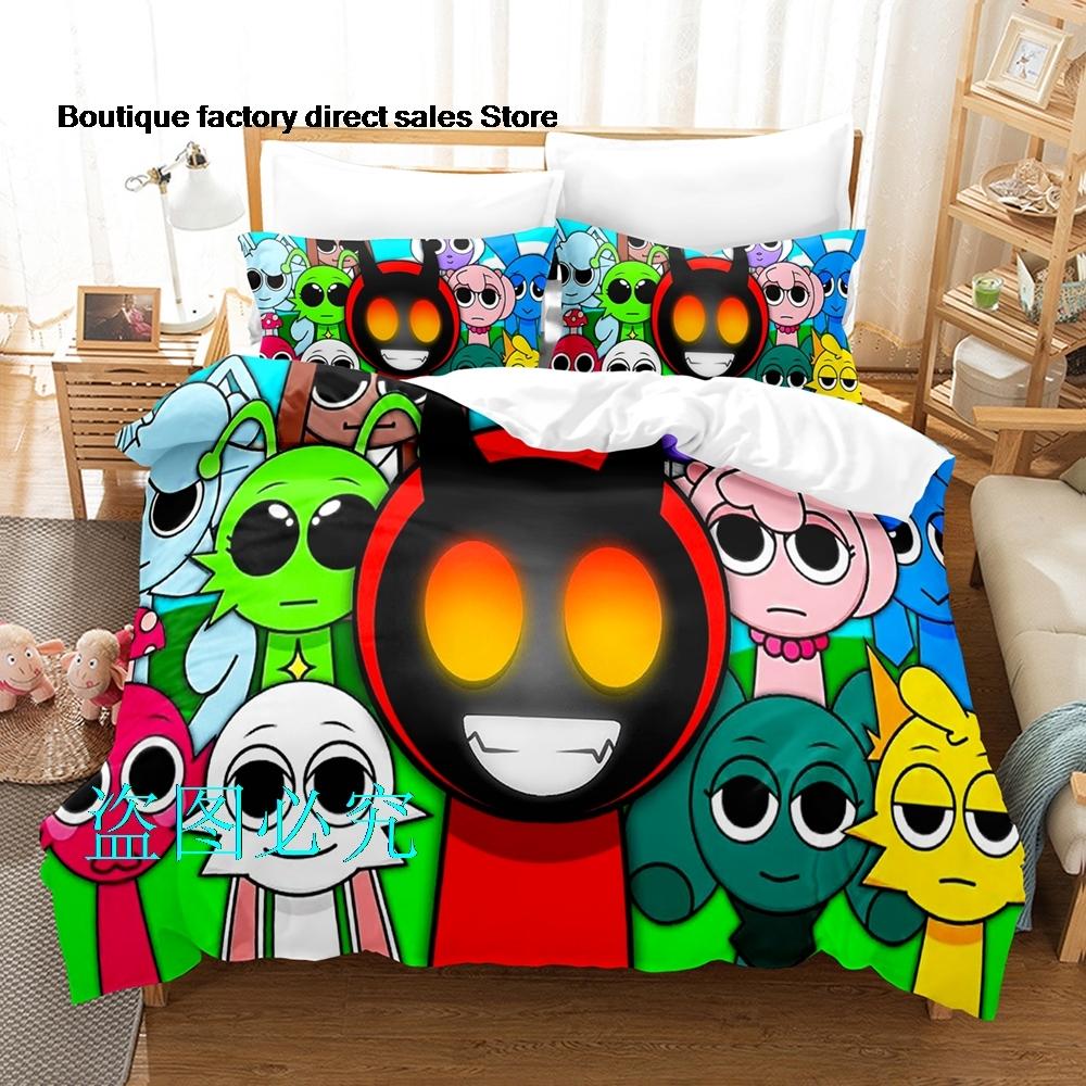 Sprunki Bedding Set Single Twin Full Queen King Size Bed Set Adult Kid Bedroom Duvetcover Sets Anime parure de lit Bed