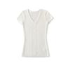 Slim-Fit V-Neck Cable Knit Short-Sleeve Sweater – Figure-Flattering Waist-Cinched Top