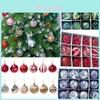 Vibrant 12/24pcs Plain Glitter Christmas Tree Baubles For Holiday Celebrations