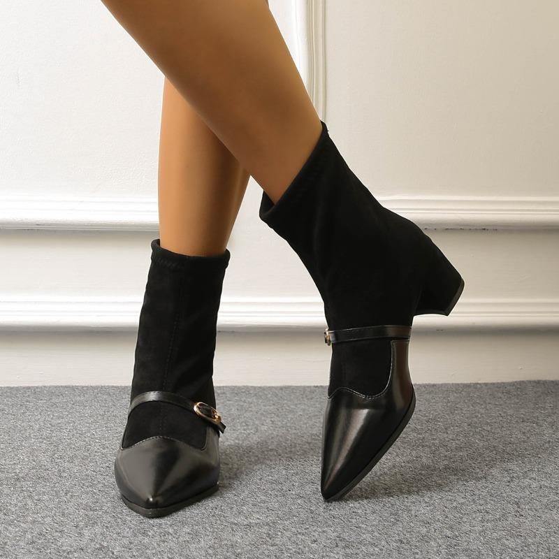 Pointed Toe Women's Ankle Boots High Heels Elegant Boot Fashion Woman Winter Boots Dress Retro Pumps 2025 Female