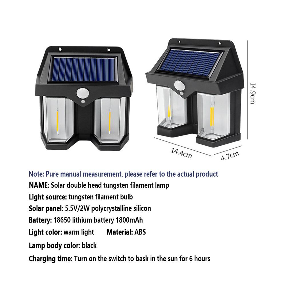 Solar Wall Lights LED Tungsten Filament Bulb Waterproof Human Induction Solar Lamp 3 Modes Outdoor Solar Fence Lights For Yard