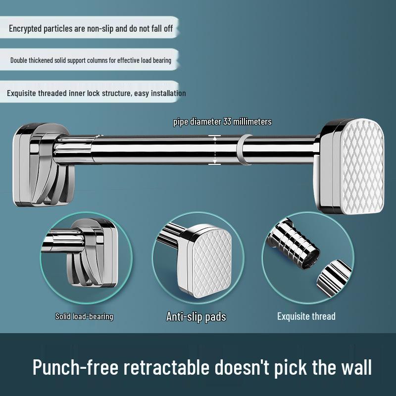 Tijă telescopică fără pumni: Suport pentru uscat haine și perdea ușor de instalat