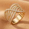 1PC Luxurious Crossed Full-Diamond Wide Band Women's Ring-Inlaid with Sparkling Synthetic Zirconia for an Eye-catching design-Engagement/Proposal