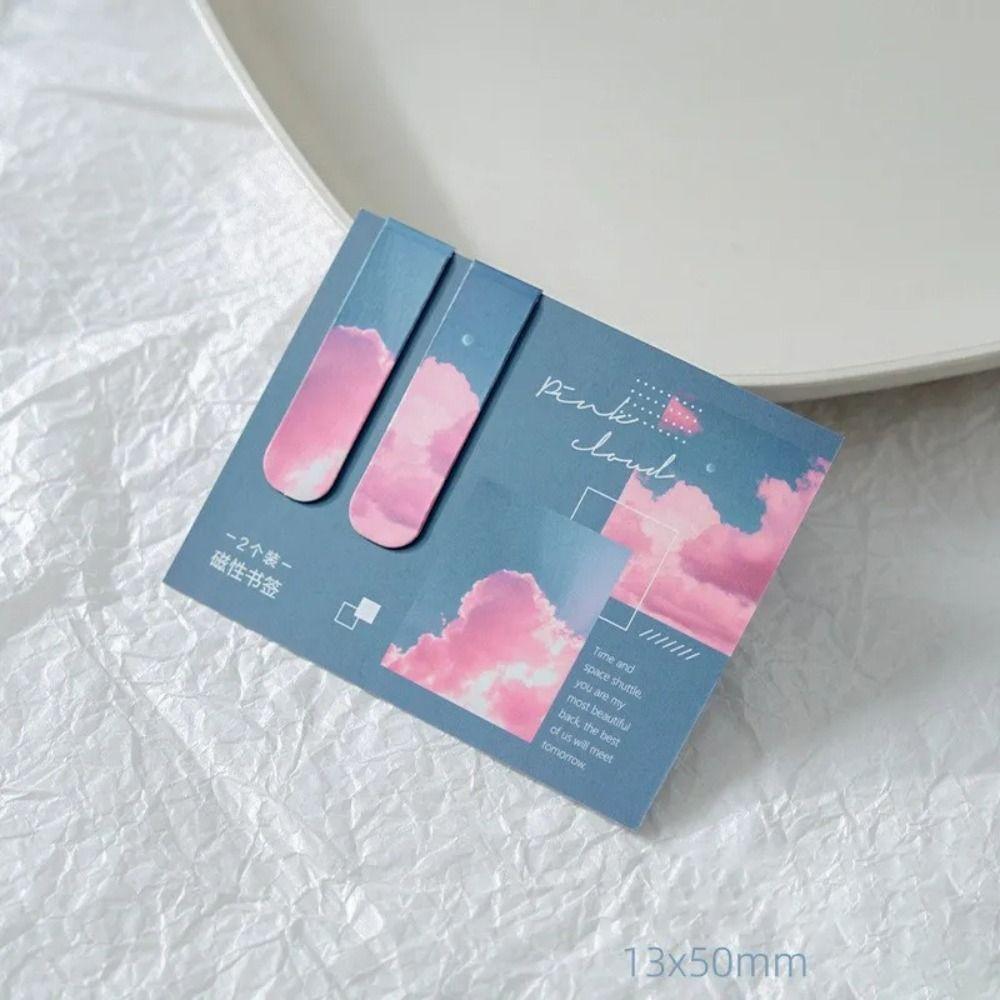 2Pcs Creative Landscape Magnetic Bookmarks Funny Cute Book Page Clips DIY Stationery Separator Pages Tags