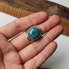Anel empilhável de cobre azul turquesa, joias artesanais, anel boho de prata esterlina 925, anel de aniversário, presente para ele