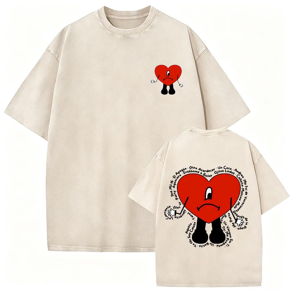 Gewaschenes Vintage Rapper Bad Bunny T-Shirt Debi Tirar Mas Fotos DTMF Welttournee T-Shirts Herren Damen Mode Hip Hop Beliebte T-Shirts