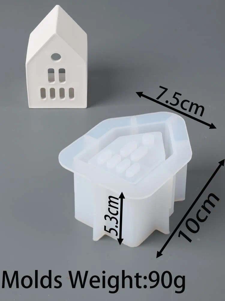 European Style Ambient Light House Silicone Mold Concrete Houses Crafts Casting Molds DIY Candle Holder Plaster Mould Home Decor